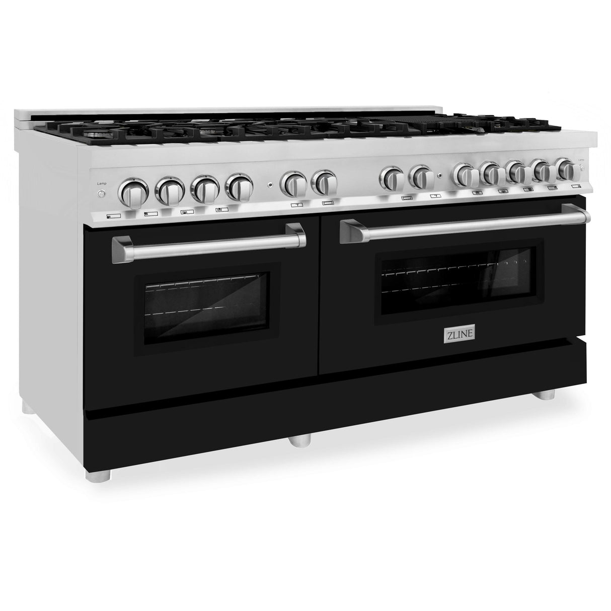 ZLINE 60 in. 7.4 cu. ft. Dual Fuel Range with Gas Stove and Electric Oven in Stainless Steel with Color Options (RA60) [Color: Black Matte] - (RABLM60)