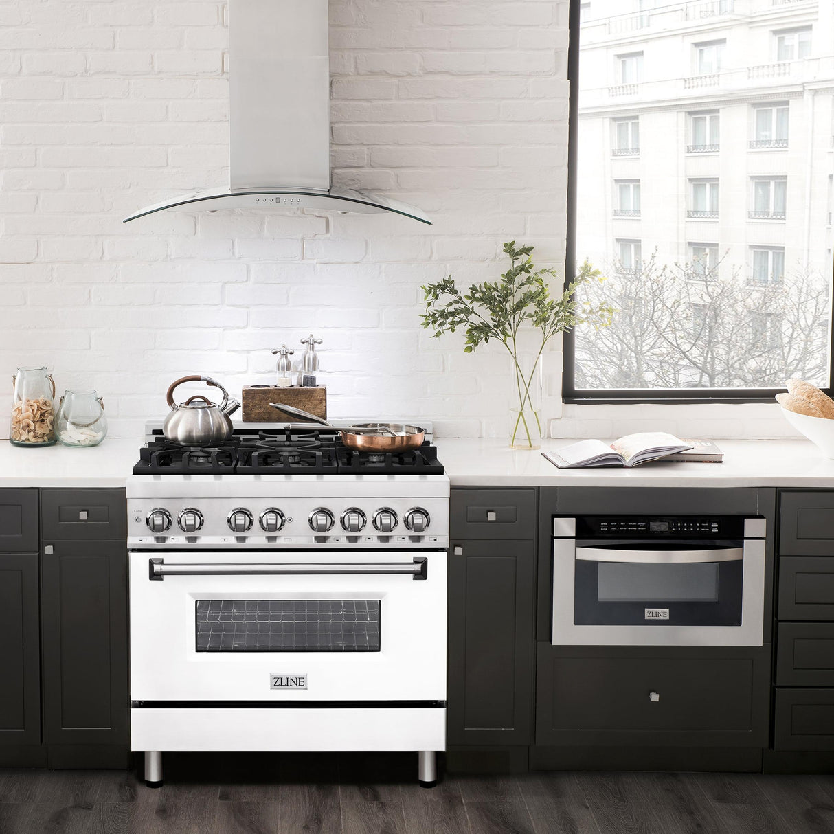 ZLINE 36 in. Dual Fuel Range with Gas Stove and Electric Oven in Stainless Steel (RA36) [Color: White Matte] - (RAWM36)