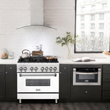 ZLINE 36 in. Dual Fuel Range with Gas Stove and Electric Oven in Stainless Steel (RA36) [Color: White Matte] - (RAWM36)