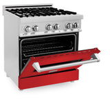 ZLINE 30 in. Dual Fuel Range with Gas Stove and Electric Oven in Stainless Steel (RA30) [Color: Red Matte] - (RARM30)