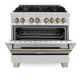 ZLINE Autograph Edition 36" 4.6 cu. ft. Dual Fuel Range with Gas Stove and Electric Oven in Stainless Steel with Accents (RAZ-36) [Color: Champagne Bronze] - (RAZ36CB)