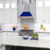 ZLINE Ducted DuraSnow Stainless Steel Range Hood with Blue Gloss Shell (8654BG) - (8654BG30)