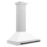 ZLINE 36 in. Autograph Edition Convertible Fingerprint Resistant DuraSnow' Stainless Steel Range Hood with White Matte Shell and Champagne Bronze Handle (KB4SNZ-WM36-CB) [Color: Matte Black Accents] - (KB4SNZWM36MB)