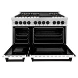 ZLINE Autograph Edition 48" 6.0 cu. ft. Dual Fuel Range with Gas Stove and Electric Oven in Stainless Steel with White Matte Door with Accents (RAZ-WM-48) [Color: Matte Black] - (RAZWM48MB)