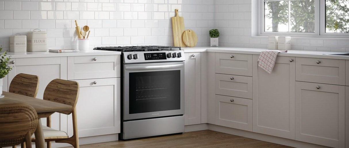 Frigidaire 30" Front Control Gas Range with Convection Bake - (FCFG3083AS)