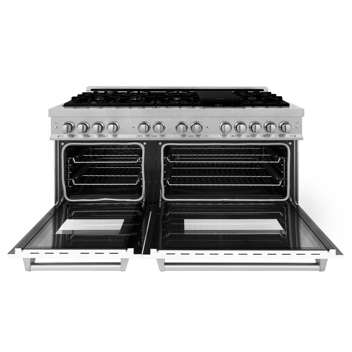 ZLINE 60 in. 7.4 cu. ft. Dual Fuel Range with Gas Stove and Electric Oven in DuraSnow Stainless Steel and Colored Door Options (RAS-60) [Color: DuraSnow Stainless Steel with Blue Matte Door] - (RASBM60)