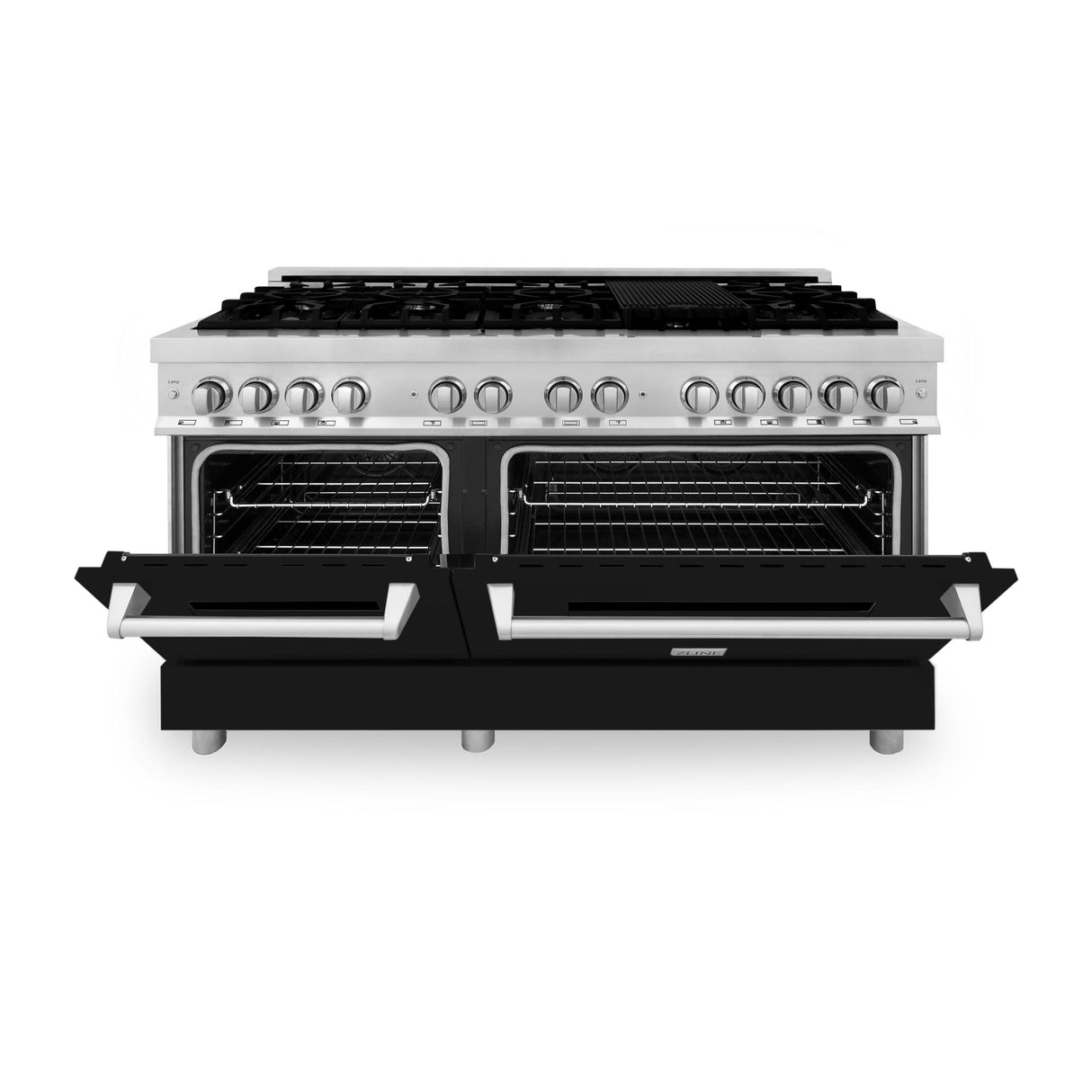 ZLINE 60 in. 7.4 cu. ft. Dual Fuel Range with Gas Stove and Electric Oven in Stainless Steel with Color Options (RA60) [Color: Stainless Steel with Brass Burners] - (RABR60)