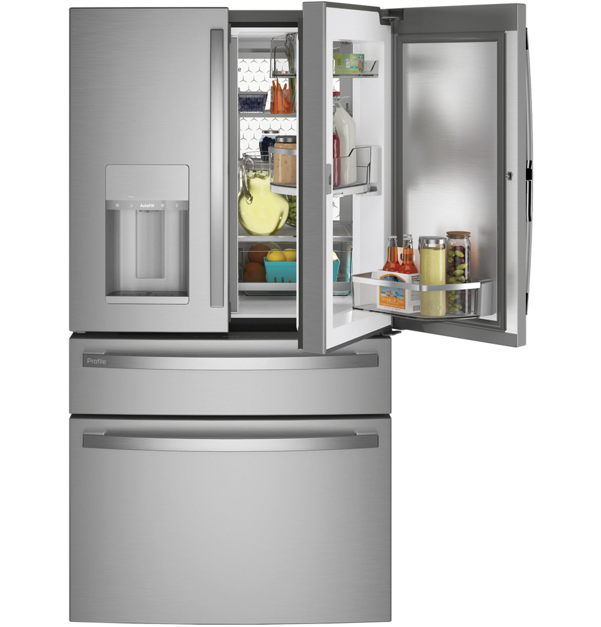 GE Profile(TM) ENERGY STAR(R) 27.9 Cu. Ft. Smart Fingerprint Resistant 4-Door French-Door Refrigerator with Door In Door - (PVD28BYNFS)