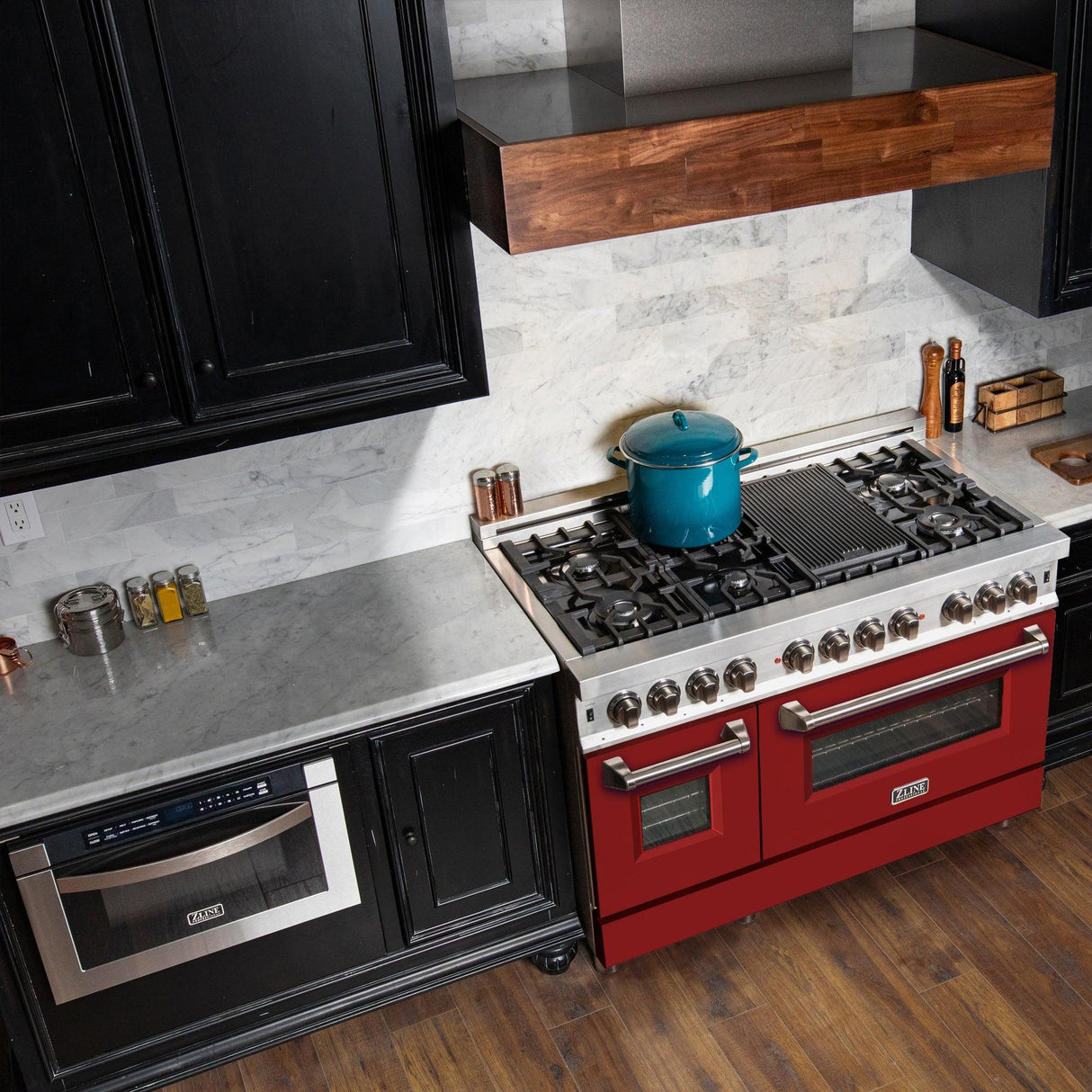 ZLINE 48 in. Dual Fuel Range with Gas Stove and Electric Oven in Stainless Steel (RA48) [Color: Red Matte] - (RARM48)