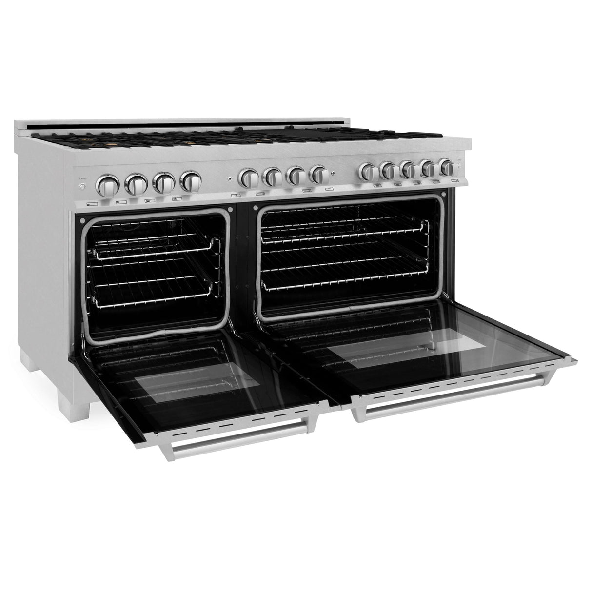 ZLINE 60 in. 7.4 cu. ft. Dual Fuel Range with Gas Stove and Electric Oven in DuraSnow Stainless Steel and Colored Door Options (RAS-60) [Color: DuraSnow Stainless Steel with Brass Burners] - (RASSNBR60)