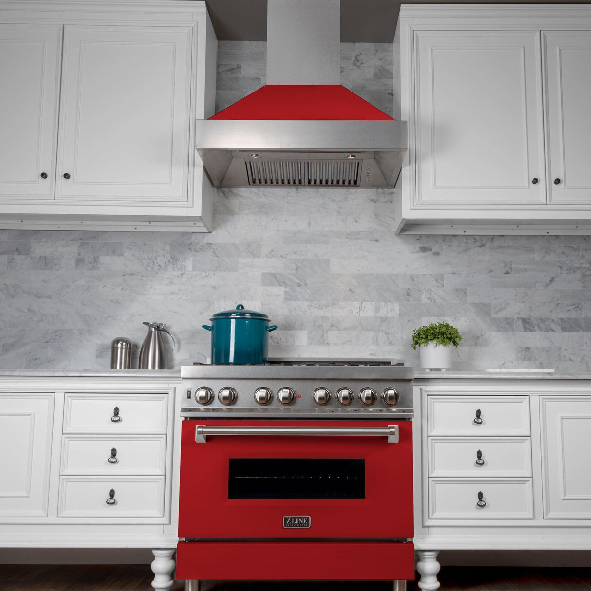 ZLINE 30 in. 4.0 cu. ft. Dual Fuel Range with Gas Stove and Electric Oven in All DuraSnow Stainless Steel with Color Door Options (RAS-SN-30) [Color: Red Matte] - (RASRM30)