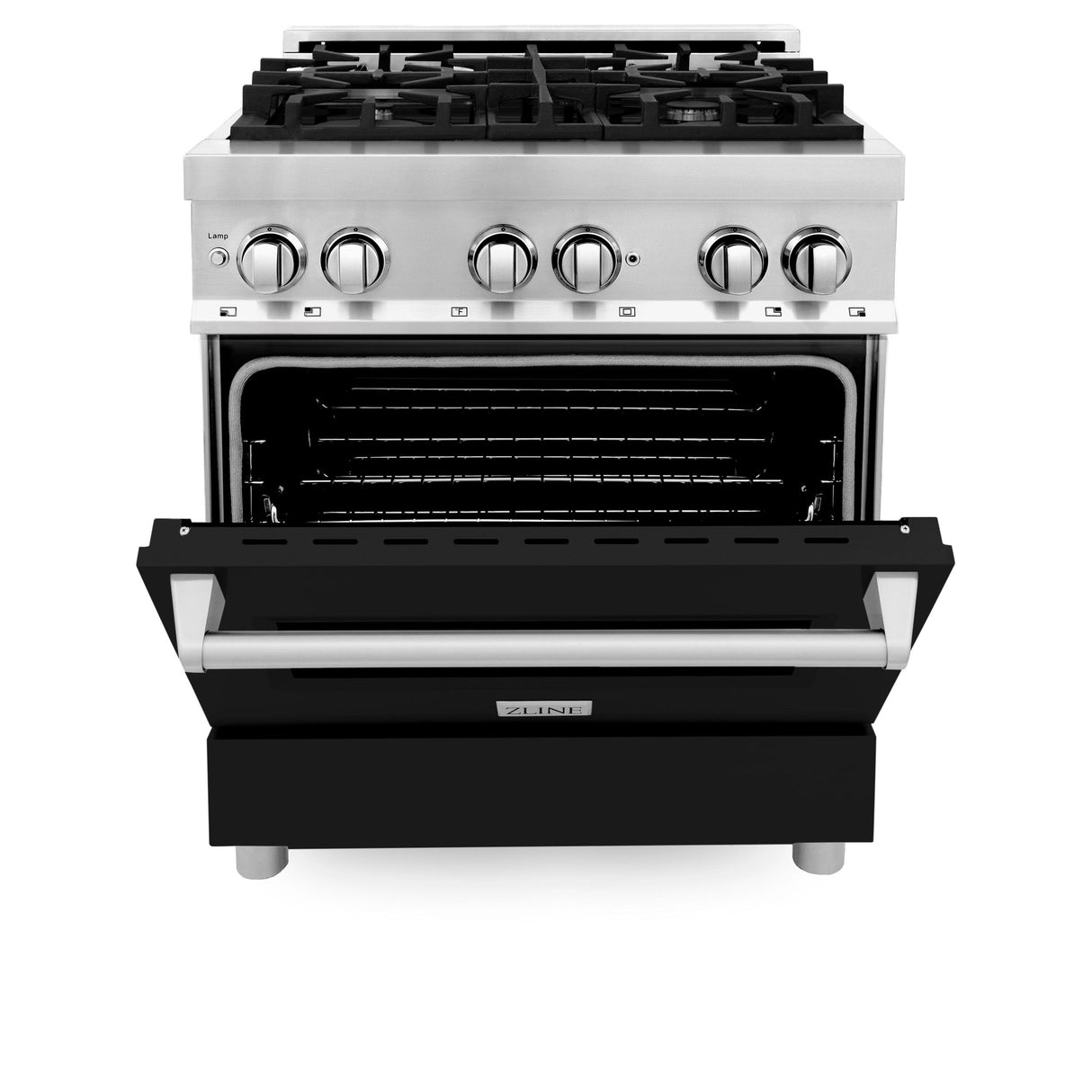 ZLINE 30 in. Dual Fuel Range with Gas Stove and Electric Oven in Stainless Steel (RA30) [Color: Black Matte] - (RABLM30)