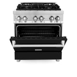 ZLINE 30 in. Dual Fuel Range with Gas Stove and Electric Oven in Stainless Steel (RA30) [Color: Black Matte] - (RABLM30)