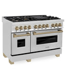 ZLINE Autograph Edition 48" 6.0 cu. ft. Dual Fuel Range with Gas Stove and Electric Oven in Stainless Steel with Accents (RAZ-48) [Color: Champagne Bronze] - (RAZ48CB)