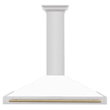 ZLINE 48 in. Autograph Edition Convertible Stainless Steel Range Hood with White Matte Shell and Champagne Bronze Accents (KB4STZ-WM48-CB) [Color: Champagne Bronze Accents] - (KB4STZWM48CB)