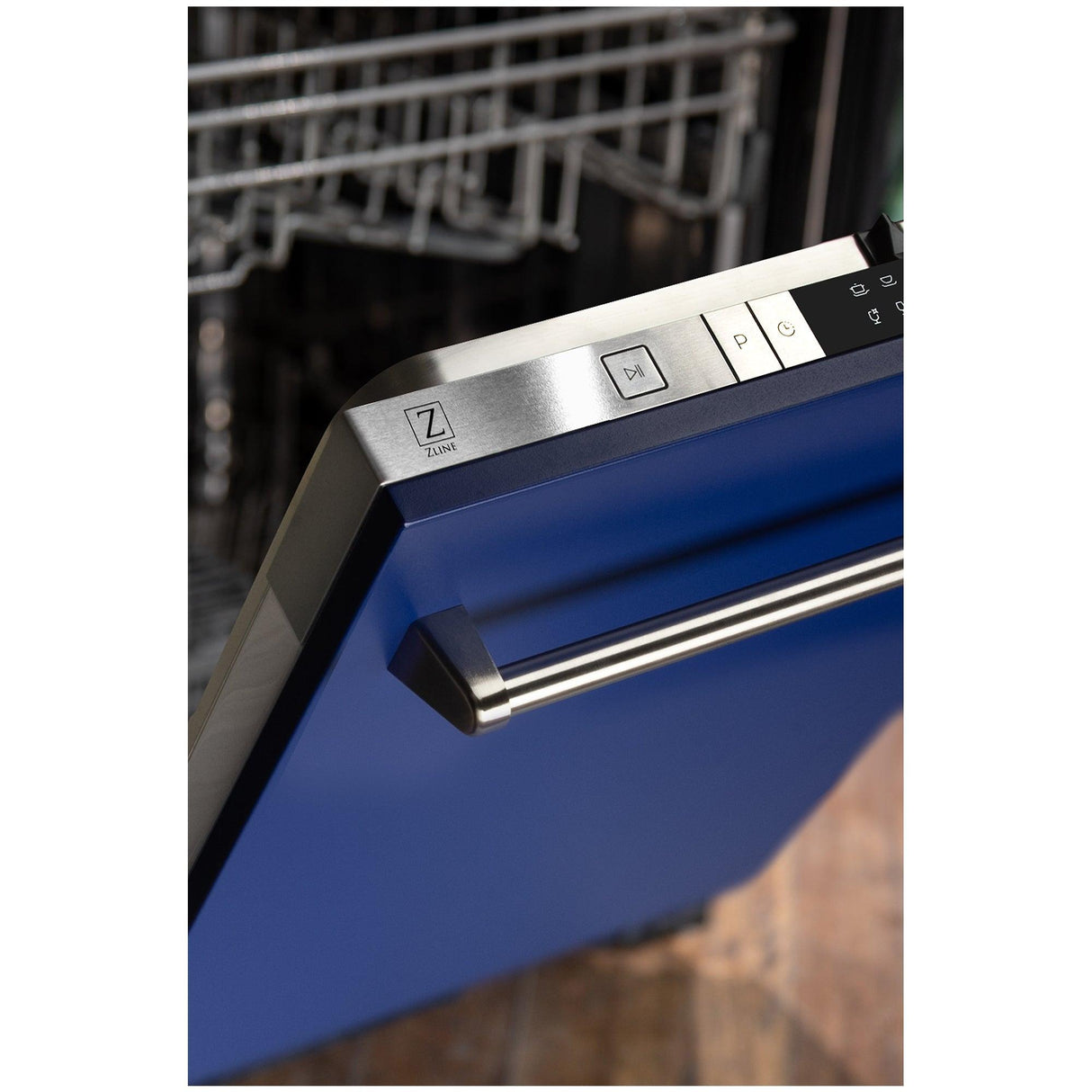 ZLINE 24 in. Top Control Dishwasher with Stainless Steel Tub and Traditional Style Handle, 52dBa (DW-24) [Color: Blue Matte] - (DWBM24)