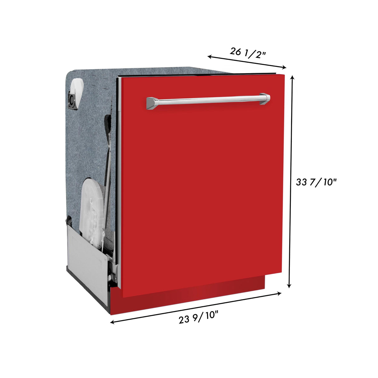 ZLINE 24" Monument Series 3rd Rack Top Touch Control Dishwasher with Stainless Steel Tub, 45dBa (DWMT-24) [Color: Red Gloss] - (DWMTRG24)