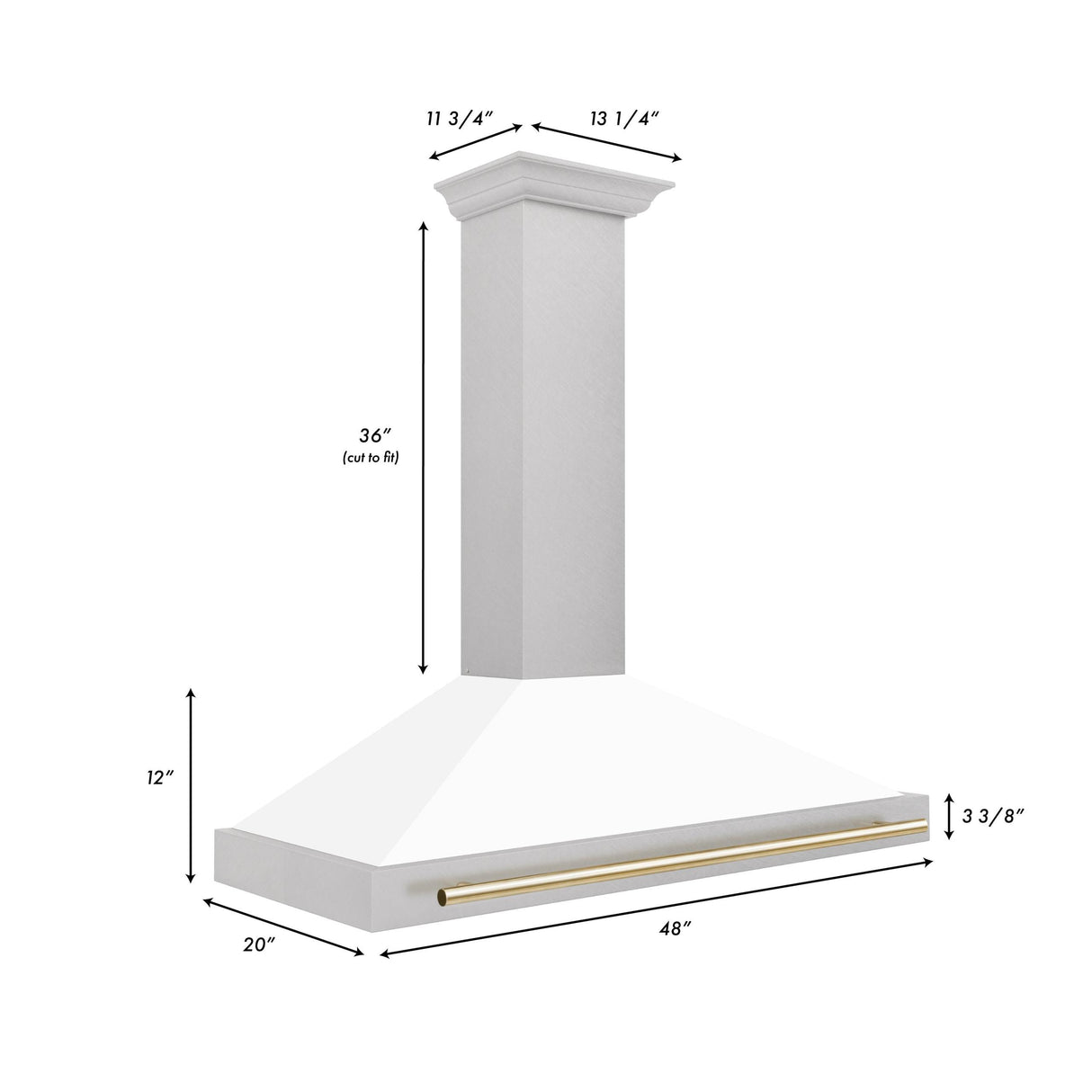 ZLINE 48 in. Autograph Edition DuraSnow Stainless Steel Range Hood with White Matte Shell and Accented Handles (KB4SNZ-WM48) [Color: Gold Accents] - (KB4SNZWM48G)