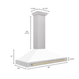 ZLINE 48 in. Autograph Edition DuraSnow Stainless Steel Range Hood with White Matte Shell and Accented Handles (KB4SNZ-WM48) [Color: Gold Accents] - (KB4SNZWM48G)