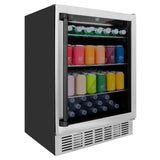 ZLINE 24" Autograph Edition 154 Can Beverage Cooler Fridge with Adjustable Shelves in Stainless Steel with Matte Black Accents (RBVZ-US-24-MB) - (RBVZUS24MB)