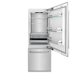 ZLINE 30" 16.1 cu. ft. Built-In 2-Door Bottom Freezer Refrigerator with Internal Water and Ice Dispenser in Stainless Steel (RBIV-304-30) - (RBIV30430)