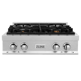 ZLINE 30" Porcelain Gas Stovetop in Fingerprint Resistant Stainless Steel with 4 Gas Brass Burners (RTS-BR-30) - (RTSBR30)