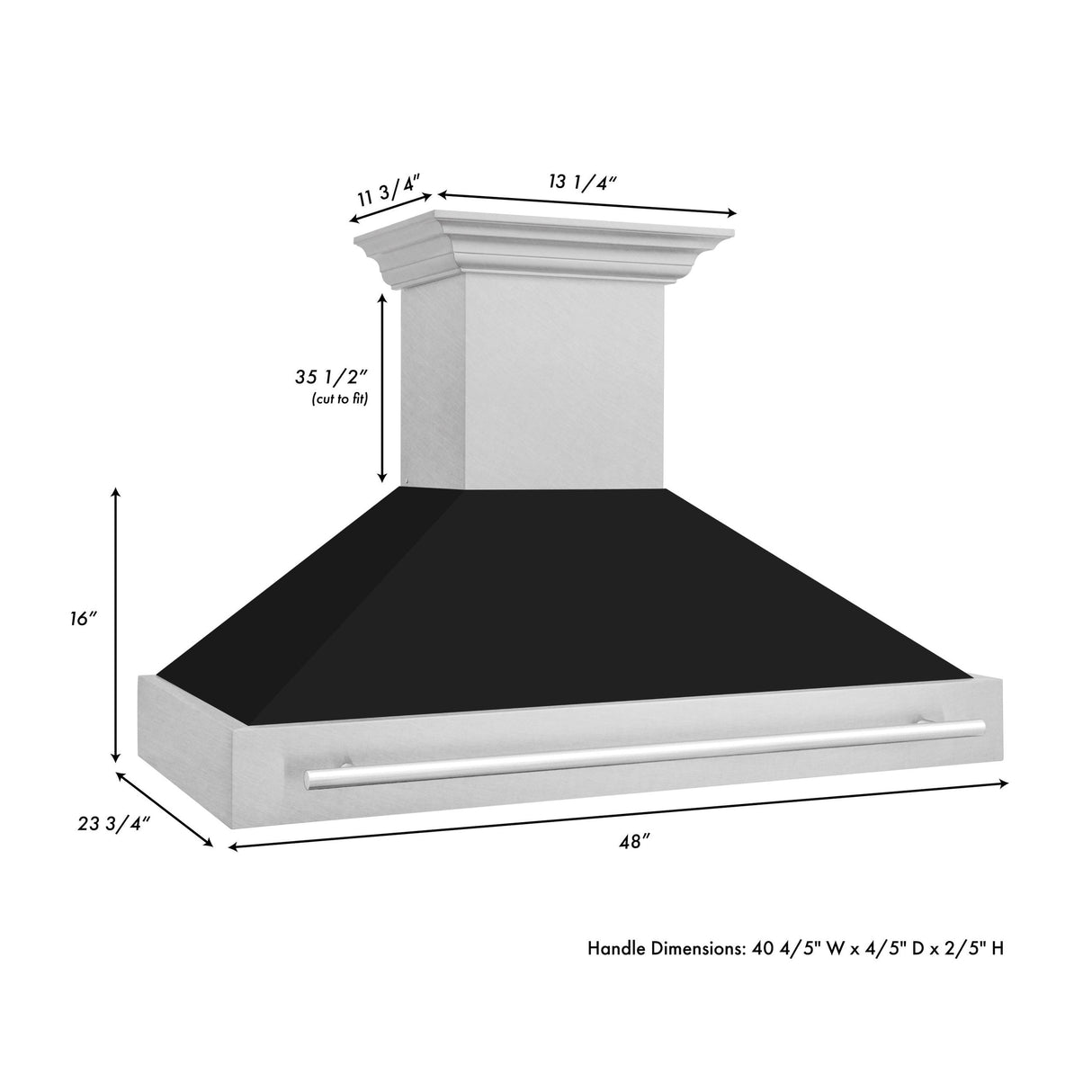 ZLINE 48 in. DuraSnow Stainless Steel Range Hood with Colored Shell Options (8654SNX-48) [Color: Black Matte] - (8654SNXBLM48)