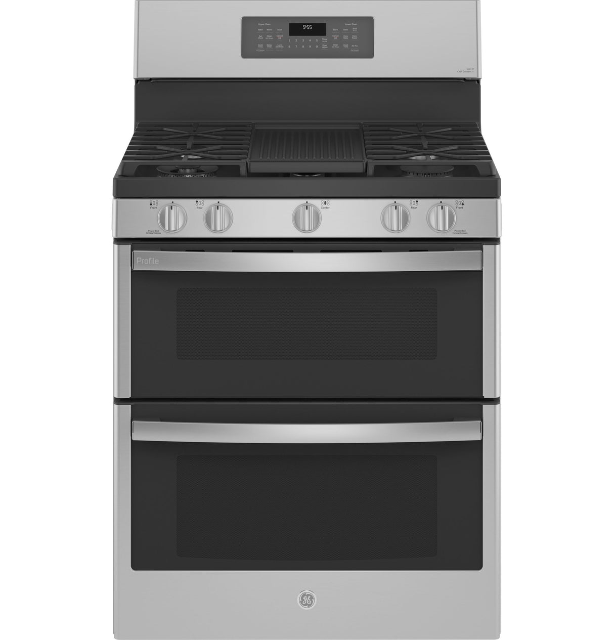 GE Profile(TM) 30" Free-Standing Gas Double Oven Convection Fingerprint Resistant Range with No Preheat Air Fry - (PGB965YPFS)