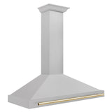 ZLINE 48 in. Autograph Edition Convertible Fingerprint Resistant DuraSnow' Stainless Steel Range Hood with Champagne Bronze Handle (KB4SNZ-48-CB) [Color: Gold Accents] - (KB4SNZ48G)