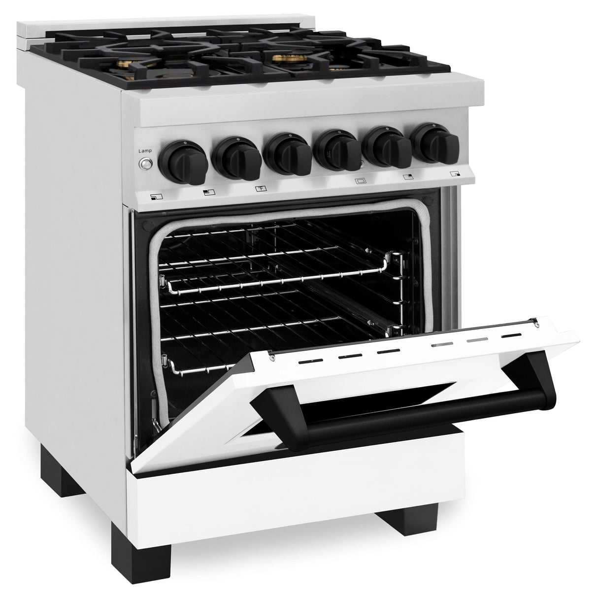 ZLINE Autograph Edition 24" 2.8 cu. ft. Dual Fuel Range with Gas Stove and Electric Oven in Stainless Steel with White Matte Door and Accents (RAZ-WM-24) [Color: Matte Black] - (RAZWM24MB)