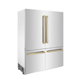 ZLINE 60" Autograph Edition 32.2 cu. ft. Built-in 4-Door French Door Refrigerator with Internal Water and Ice Dispenser in Stainless Steel with Polished Gold Accents (RBIVZ-304-60-G) - (RBIVZ30460G)