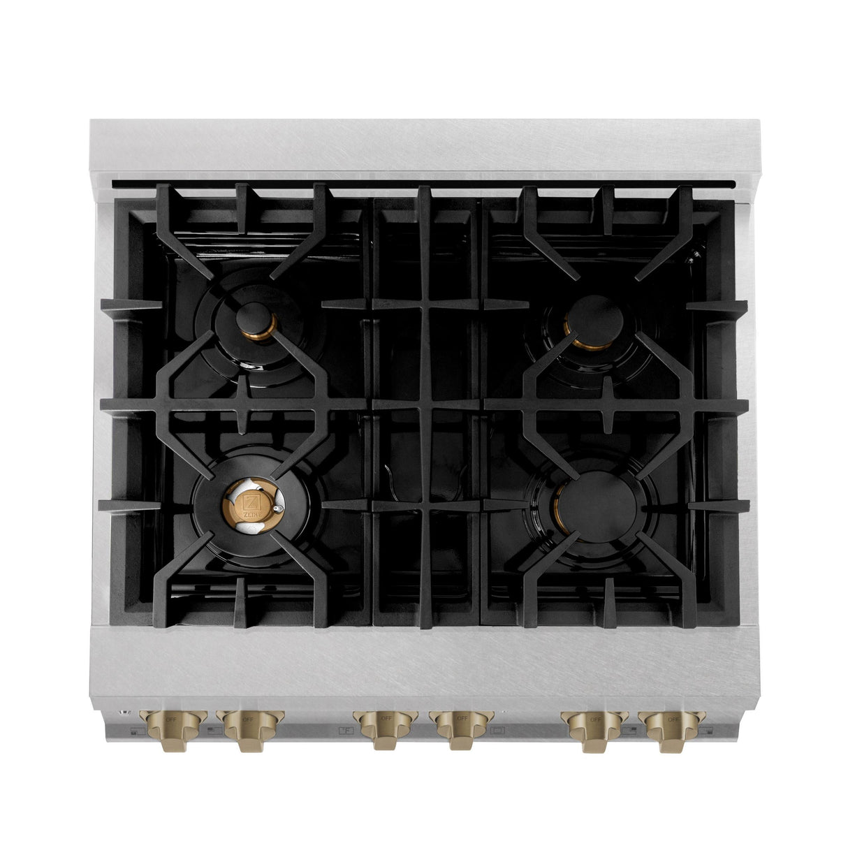 ZLINE Autograph Edition 30" 4.0 cu. ft. Dual Fuel Range with Gas Stove and Electric Oven in DuraSnow Stainless Steel with Accents (RASZ-SN-30) [Color: Champagne Bronze] - (RASZSN30CB)