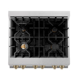 ZLINE Autograph Edition 30" 4.0 cu. ft. Dual Fuel Range with Gas Stove and Electric Oven in DuraSnow Stainless Steel with Accents (RASZ-SN-30) [Color: Champagne Bronze] - (RASZSN30CB)