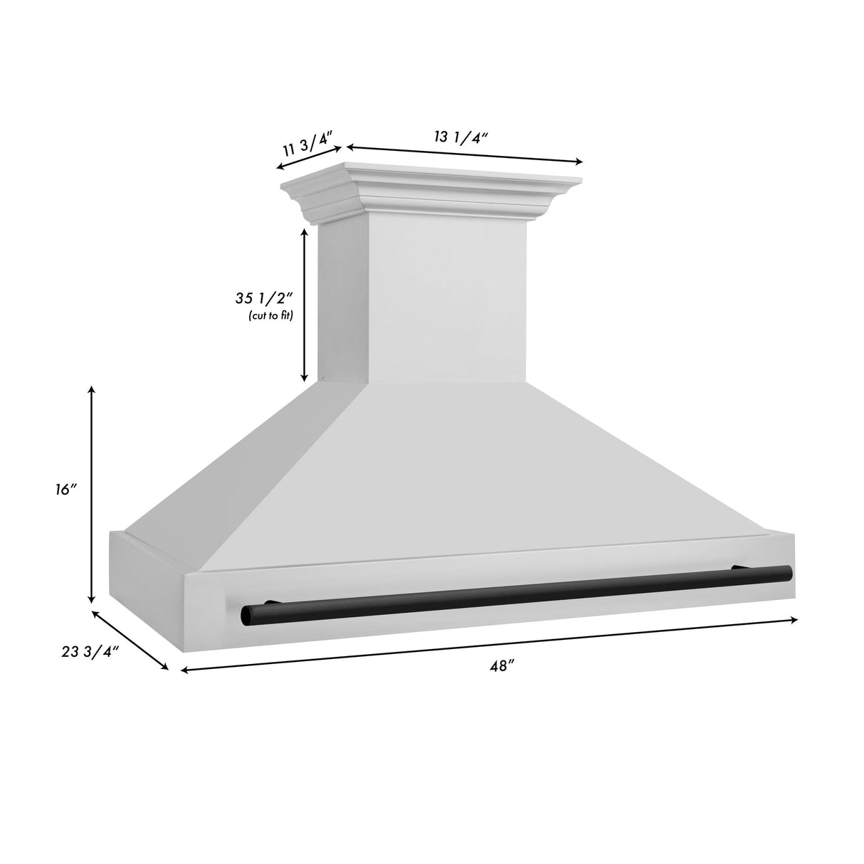 ZLINE 48 in. Autograph Edition Stainless Steel Range Hood with Stainless Steel Shell and Accented Handle (8654STZ-48) [Color: Matte Black] - (8654STZ48MB)