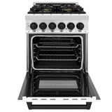 ZLINE Autograph Edition 24" 2.8 cu. ft. Dual Fuel Range with Gas Stove and Electric Oven in Stainless Steel with White Matte Door and Accents (RAZ-WM-24) [Color: Matte Black] - (RAZWM24MB)