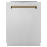 ZLINE Autograph Edition 24" 3rd Rack Top Touch Control Tall Tub Dishwasher in Stainless Steel with Accent Handle, 45dBa (DWMTZ-304-24) [Color: Champagne Bronze] - (DWMTZ30424CB)