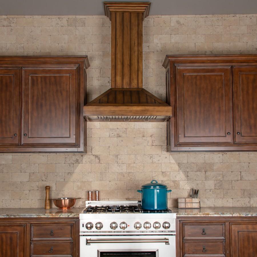 ZLINE Wooden Wall Mount Range Hood In Rustic Light Finish - Includes Motor (KPLL) - (KPLL30)