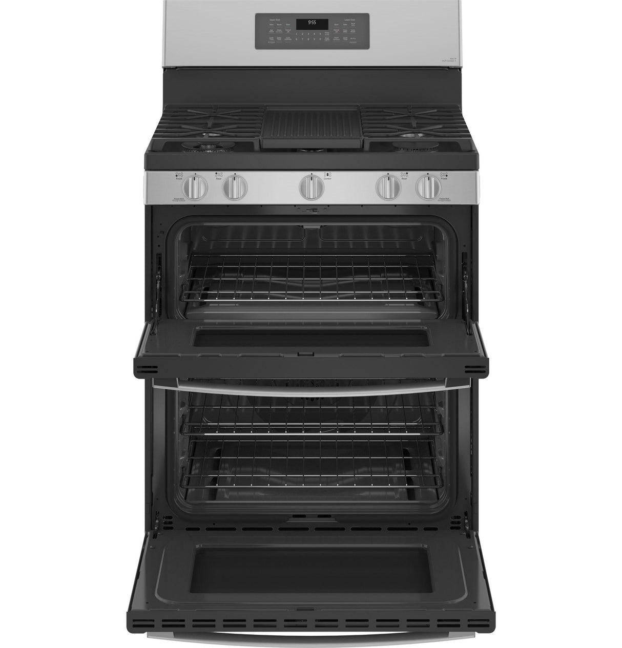 GE Profile(TM) 30" Free-Standing Gas Double Oven Convection Fingerprint Resistant Range with No Preheat Air Fry - (PGB965YPFS)