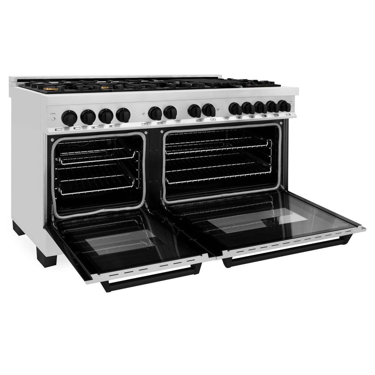 ZLINE Autograph Edition 60" 7.4 cu. ft. Dual Fuel Range with Gas Stove and Electric Oven in Stainless Steel with Accents (RAZ-60) [Color: Matte Black] - (RAZ60MB)