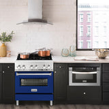 ZLINE 30 in. Dual Fuel Range with Gas Stove and Electric Oven in Stainless Steel (RA30) [Color: Blue Matte] - (RABM30)