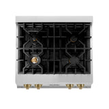 ZLINE 30 In. Autograph Edition Rangetop in Stainless Steel with Champagne Bronze Accents (RTZ-30-CB) - (RTZ30CB)