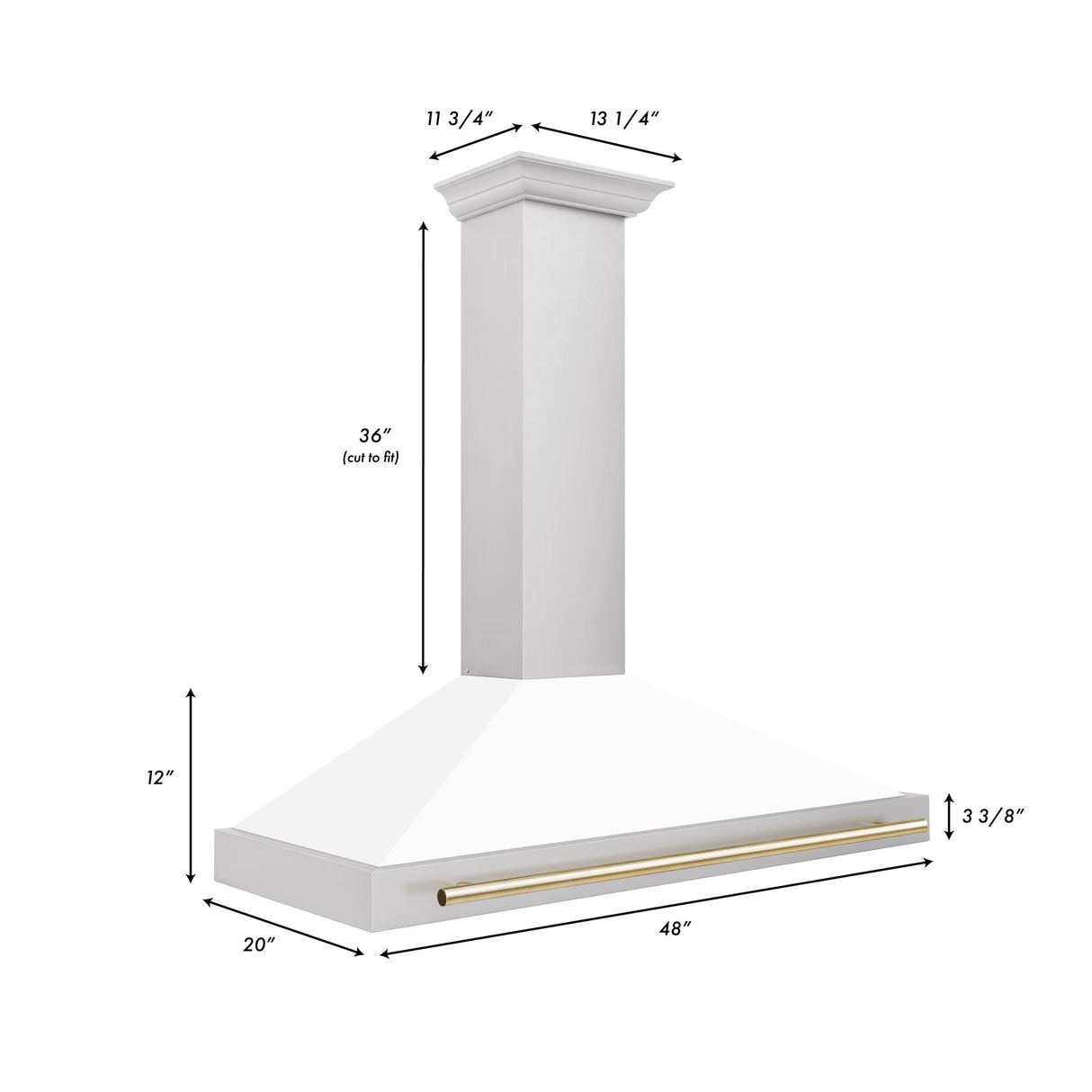 ZLINE 48 in. Autograph Edition Convertible Stainless Steel Range Hood with White Matte Shell and Champagne Bronze Accents (KB4STZ-WM48-CB) [Color: Gold Accents] - (KB4STZWM48G)