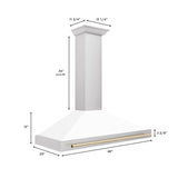 ZLINE 48 in. Autograph Edition Convertible Stainless Steel Range Hood with White Matte Shell and Champagne Bronze Accents (KB4STZ-WM48-CB) [Color: Gold Accents] - (KB4STZWM48G)