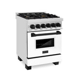 ZLINE Autograph Edition 24" 2.8 cu. ft. Dual Fuel Range with Gas Stove and Electric Oven in Stainless Steel with White Matte Door and Accents (RAZ-WM-24) [Color: Matte Black] - (RAZWM24MB)