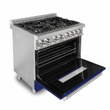 ZLINE 36 in. Dual Fuel Range with Gas Stove and Electric Oven in Stainless Steel (RA36) [Color: Black Matte] - (RABLM36)