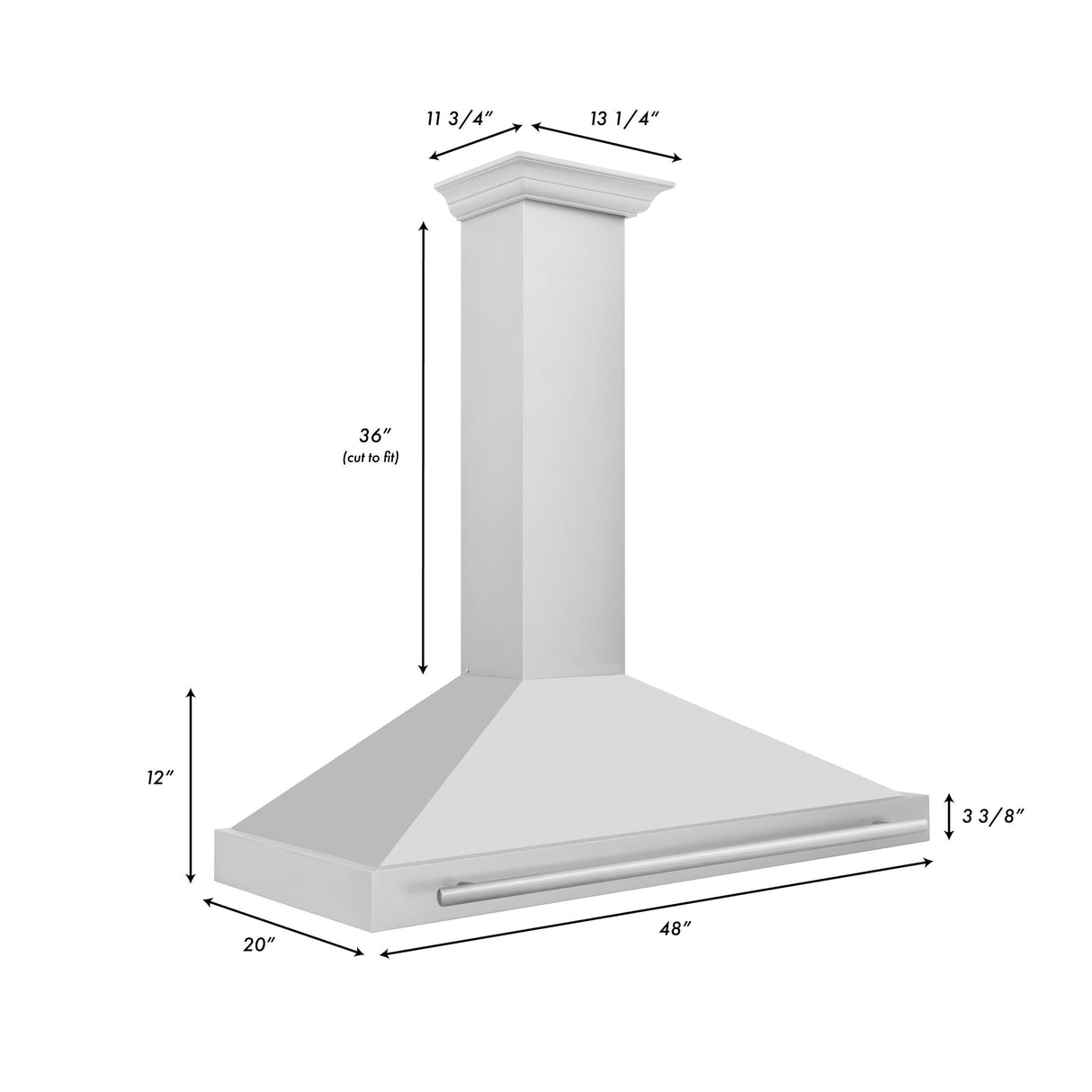 ZLINE 48 in. Convertible Stainless Steel Range Hood with Stainless Steel Handle (KB4STX-48) [Color: Stainless Steel] - (KB4STX48)