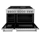 ZLINE 48 in. DuraSnow Stainless Steel 6.0 cu.ft. 7 Gas Burner/Electric Oven Range with Color Door Options (RAS-SN-48) [Color: DuraSnow Stainless Steel] - (RASSN48)