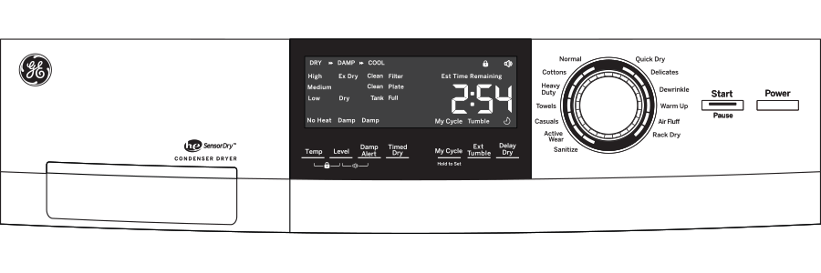 GE(R) ENERGY STAR(R) 24" 4.1 Cu.Ft. Front Load Ventless Condenser Electric Dryer with Stainless Steel Basket - (GFT14ESSMWW)