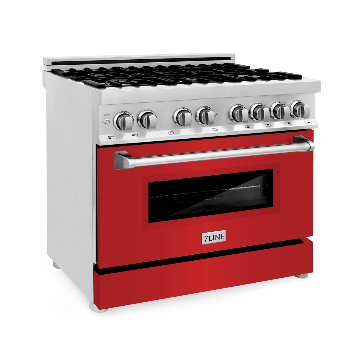 ZLINE 36 in. Dual Fuel Range with Gas Stove and Electric Oven in Stainless Steel (RA36) [Color: Red Matte] - (RARM36)