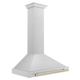 ZLINE 36 in. Autograph Edition Convertible Fingerprint Resistant DuraSnow' Stainless Steel Range Hood [Color: Gold Accents] - (KB4SNZ36G)